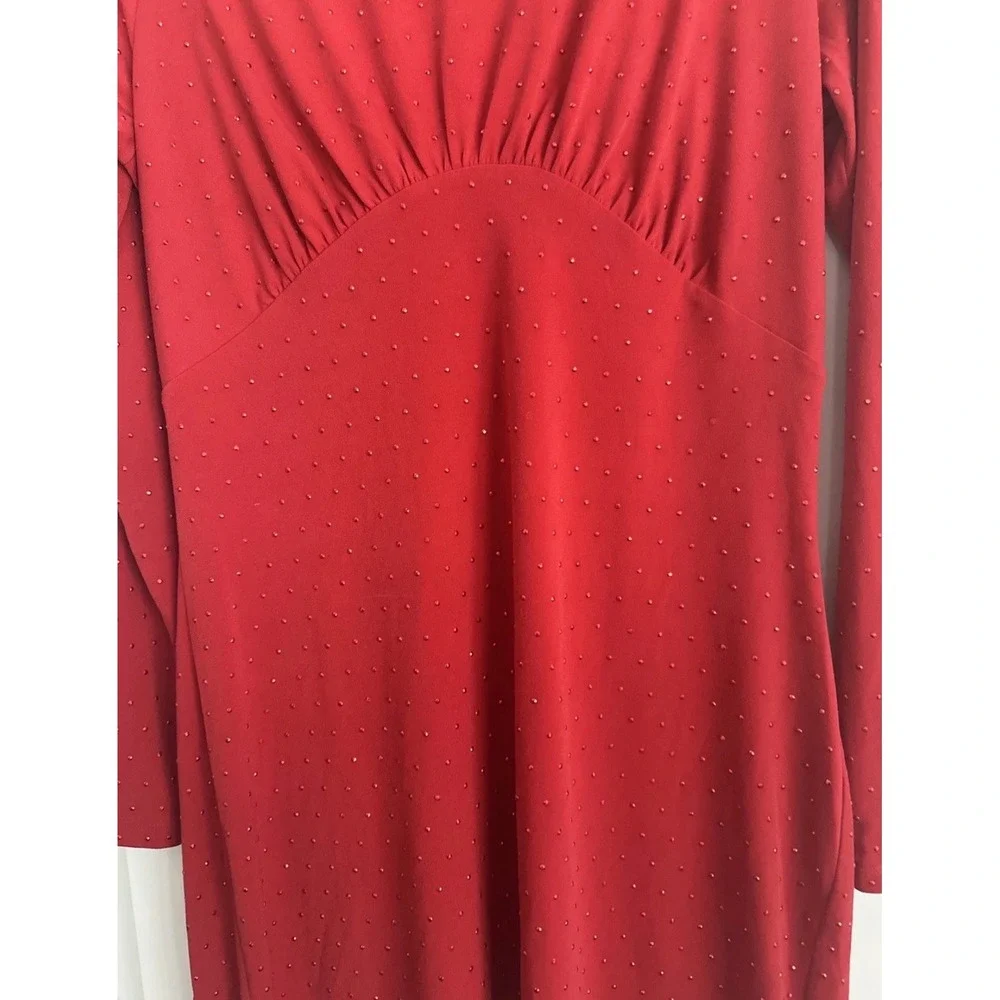 Michael Kors Long Sleeve Studded Drape‎ Back Bodycon Mini Dress Womens XS Red